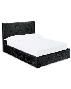 Rimini Crushed Velvet Upholstered Storage Double Bed In Black
