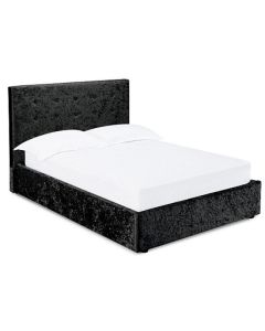 Rimini Crushed Velvet Upholstered Storage King Size Bed In Black