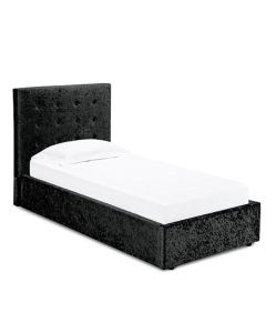 Rimini Crushed Velvet Upholstered Storage Single Bed In Black