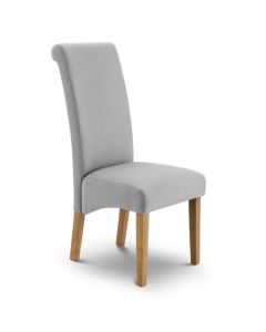 Rio Scrollback Shale Linen Fabric Dining Chair In Grey