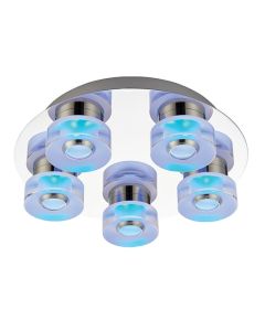 Rita LED 5 Lights Flush Ceiling Light In Chrome