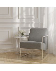 Ritz Tweed Fabric Amrchair in Dove Grey With Silver Metal Frame