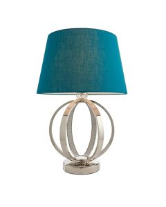 Ritz And Evie Green Shade Table Lamp In Bright Nickel