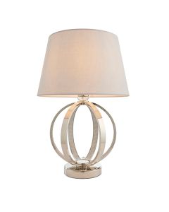 Ritz And Evie Grey Shade Table Lamp In Bright Nickel