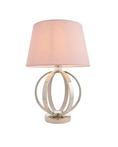 Ritz And Evie Pink Shade Table Lamp In Bright Nickel