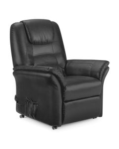 Riva Faux Leather Rise And Recliner Chair In Black
