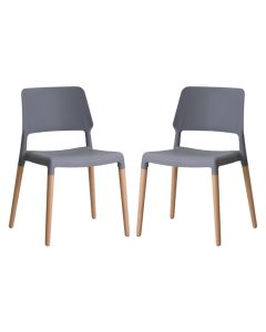 Riva Grey Plastic Dining Chairs In Pair