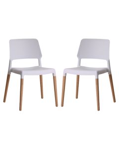 Riva White Plastic Dining Chairs In Pair