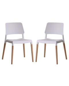 Riva White Plastic Dining Chairs In Pair