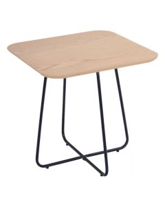 Riverside Wooden Lamp Table In Oak Veneer With Black Metal Legs