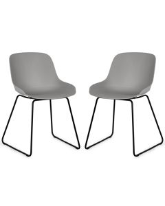 Rocco Light Grey Plastic Dining Chairs In Pair