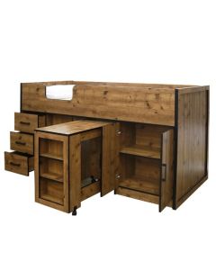 Rocco Midsleeper With Pullout Storage Bed In Vintage Oak