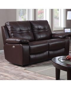 Rockport Leather And PU Power Recliner 2 Seater Sofa In Chocolate