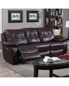 Rockport Leather And PU Power Recliner 3 Seater Sofa In Chocolate