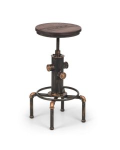 Rockport Pipework Wooden Bar Stool In Rustic Elm