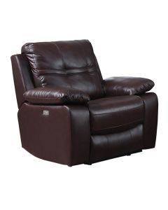 Rockport Power Recliner Leather And PU 1 Seater Sofa In Chocolate