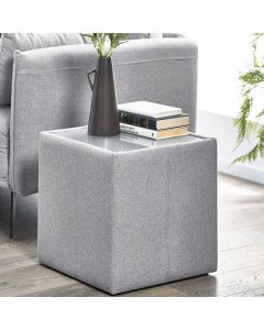 Rohe Clear Glass Top Lamp Table In Platinum Wool Effect