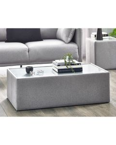 Rohe Clear Glass Top Coffee Table In Platinum Wool Effect