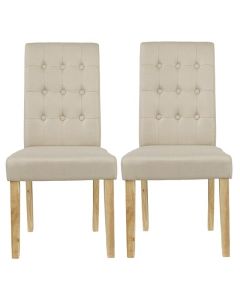 Roma Beige Linen Fabric Dining Chairs In Pair