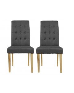 Roma Grey Linen Fabric Dining Chairs In Pair