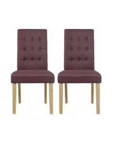 Roma Plum Linen Fabric Dining Chairs In Pair
