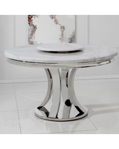 Romano Round Marble 130cm Dining Table In White