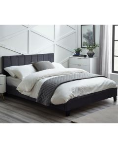 Rosa Velvet Single Bed In Grey With Black Legs