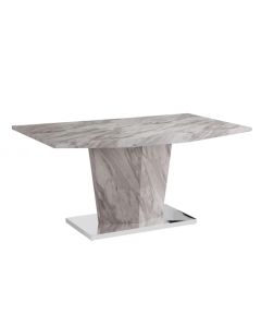 Rosebank Marble Effect Wooden Dining Table With Stainless Steel Base