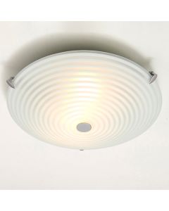 Roundel Led Frosted And Clear Glass 2 Lights Flush Ceiling Light In Chrome