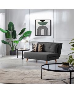 Rowan Fabric Single Sofa Bed In Mid Grey