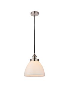 Rowan Opal Glass Ceiling Pendant Light In Satin Nickel