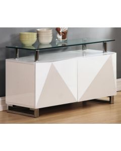 Rowley Clear Glass Top Sideboard In White High Gloss With 2 Doors