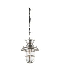 Rowling Small Industrial Style Ceiling Pendant Light In Antique Silver