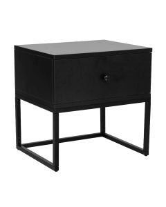 Rozelle Wooden Bedside Cabinet With 1 Drawer And Black metal legs