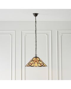 Ruban Medium Tiffany Glass Ceiling Pendant Light In Dark Bronze