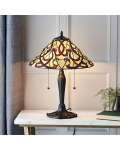 Ruban Medium Tiffany Glass Table Lamp In Dark Bronze