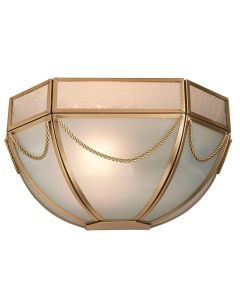 Russell Frosted Glass Wall Light In Antique Brass