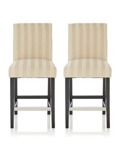 Saffron Cream Fabric Fixed Counter Height Bar Stools With Black Legs In Pair