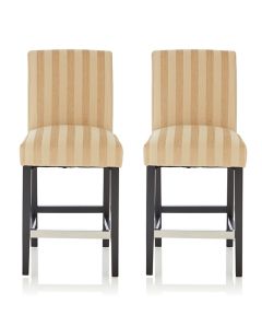 Saffron Oatmeal Fabric Fixed Counter Height Bar Stools With Black Legs In Pair