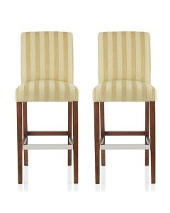 Saffron Oatmeal Fabric Fixed Counter Height Bar Stools With Walnut Legs In Pair