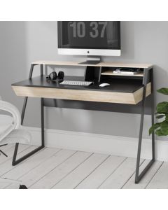 Salcombe Computer Desk In Oak And Black