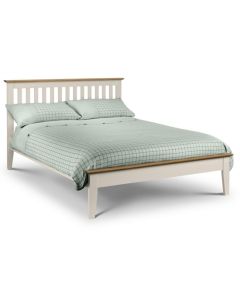 Salerno Shaker Wooden Double Bed In Oak And Stone White
