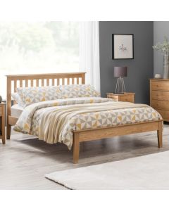 Salerno Shaker Wooden Double Bed In Solid White Oak