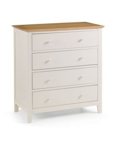 Salerno Wooden 4 Drawers Chest Of Drawers In Ivory And Oak