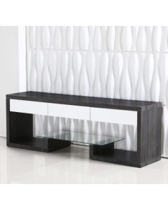 Samba Wooden TV Stand In High Gloss Black And White