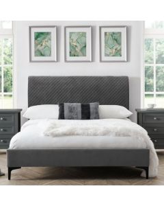 Sanderson Diamond Quilted Velvet Double Bed In Grey