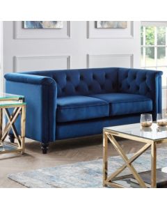 Sandringham Velvet 2 Seater Sofa In Blue