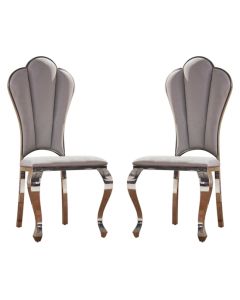 Sardinia Grey Fabric Upholstered Dining Chairs With Chrome Legs