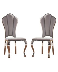 Sardinia Grey Fabric Upholstered Dining Chairs With Chrome Legs