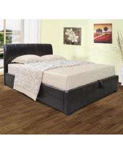 Savona Faux Leather Storage Double Bed In Black